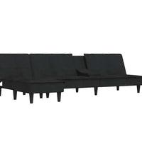 Schlafsofa in L-Form Schwarz 255x140x70 cm Samt