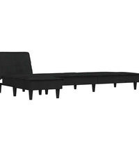 Schlafsofa in L-Form Schwarz 255x140x70 cm Samt
