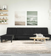Schlafsofa in L-Form Schwarz 255x140x70 cm Samt