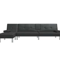 Schlafsofa in L-Form Schwarz 255x140x70 cm Kunstleder