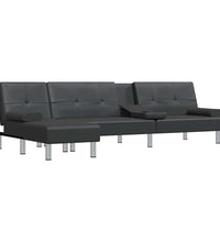 Schlafsofa in L-Form Schwarz 255x140x70 cm Kunstleder