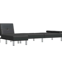 Schlafsofa in L-Form Schwarz 255x140x70 cm Kunstleder