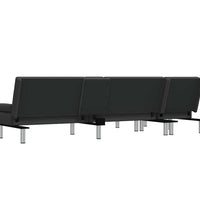 Schlafsofa in L-Form Schwarz 255x140x70 cm Kunstleder