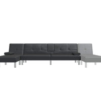 Schlafsofa in L-Form Schwarz 255x140x70 cm Kunstleder