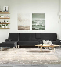 Schlafsofa in L-Form Schwarz 255x140x70 cm Kunstleder