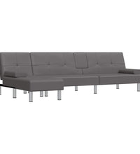 Schlafsofa in L-Form Grau 255x140x70 cm Kunstleder