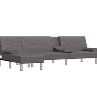 Schlafsofa in L-Form Grau 255x140x70 cm Kunstleder