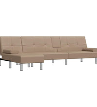 Schlafsofa in L-Form Cappuccino-Braun 255x140x70 cm Kunstleder