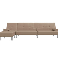 Schlafsofa in L-Form Cappuccino-Braun 255x140x70 cm Kunstleder