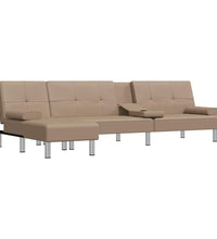 Schlafsofa in L-Form Cappuccino-Braun 255x140x70 cm Kunstleder