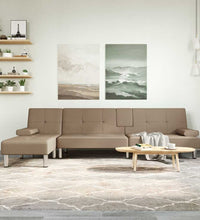 Schlafsofa in L-Form Cappuccino-Braun 255x140x70 cm Kunstleder