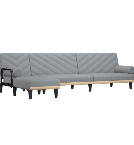 Schlafsofa in L-Form Hellgrau 260x140x70 cm Stoff