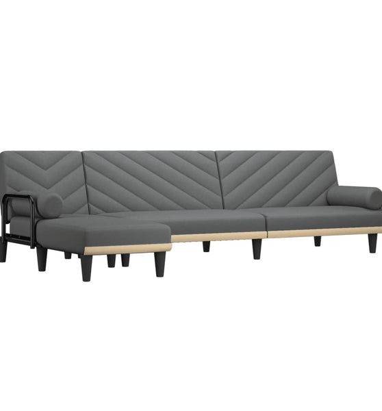 Schlafsofa in L-Form Dunkelgrau 260x140x70 cm Stoff