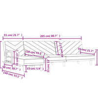 Schlafsofa in L-Form Dunkelgrau 260x140x70 cm Stoff