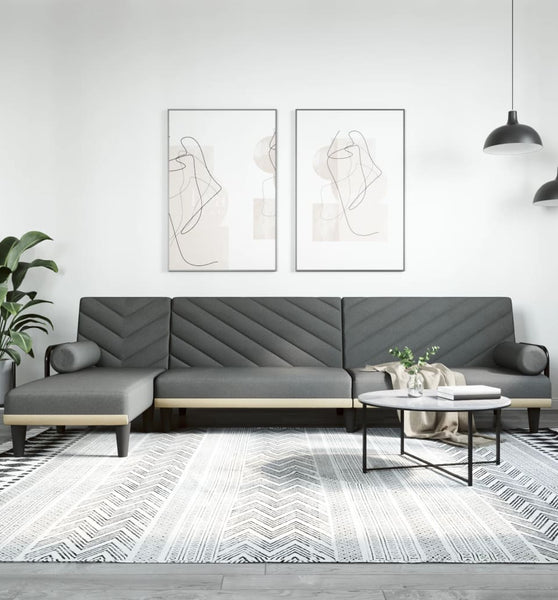 Schlafsofa in L-Form Dunkelgrau 260x140x70 cm Stoff