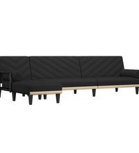 Schlafsofa in L-Form Schwarz 260x140x70 cm Stoff