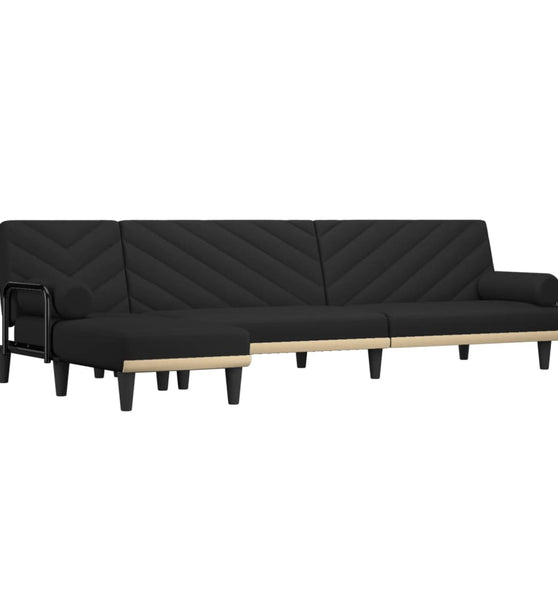 Schlafsofa in L-Form Schwarz 260x140x70 cm Stoff