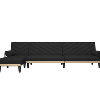 Schlafsofa in L-Form Schwarz 260x140x70 cm Stoff