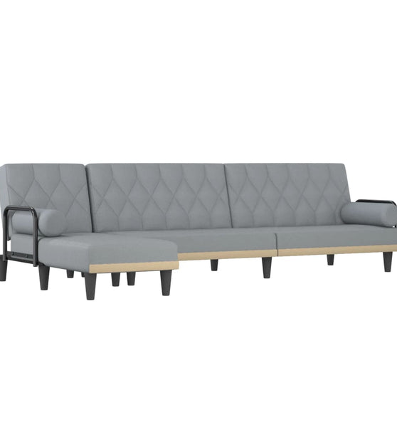 Schlafsofa in L-Form Hellgrau 260x140x70 cm Stoff