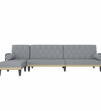 Schlafsofa in L-Form Hellgrau 260x140x70 cm Stoff