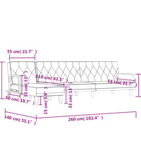 Schlafsofa in L-Form Hellgrau 260x140x70 cm Stoff