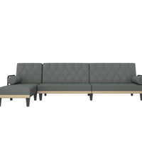 Schlafsofa in L-Form Dunkelgrau 260x140x70 cm Stoff