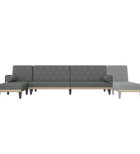 Schlafsofa in L-Form Dunkelgrau 260x140x70 cm Stoff