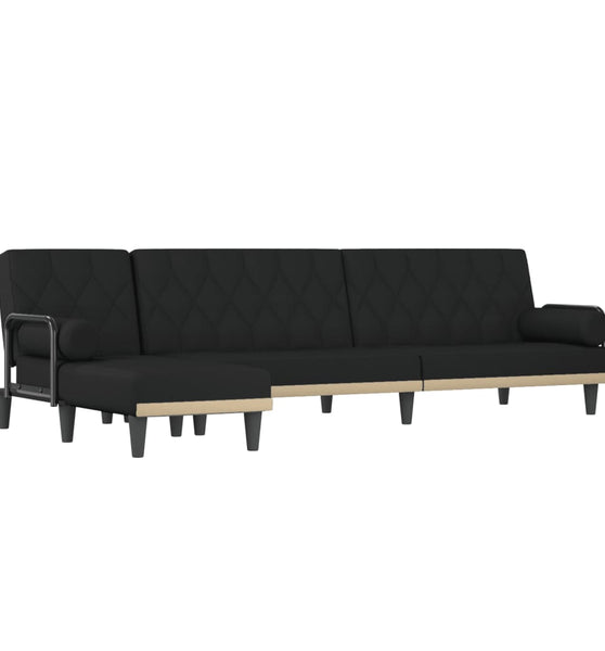 Schlafsofa in L-Form Schwarz 260x140x70 cm Stoff