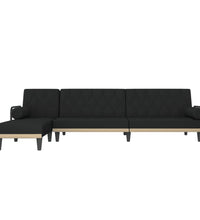 Schlafsofa in L-Form Schwarz 260x140x70 cm Stoff