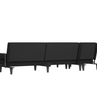 Schlafsofa in L-Form Schwarz 260x140x70 cm Stoff