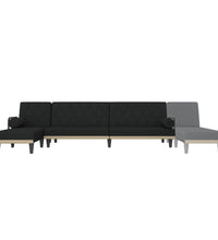 Schlafsofa in L-Form Schwarz 260x140x70 cm Stoff