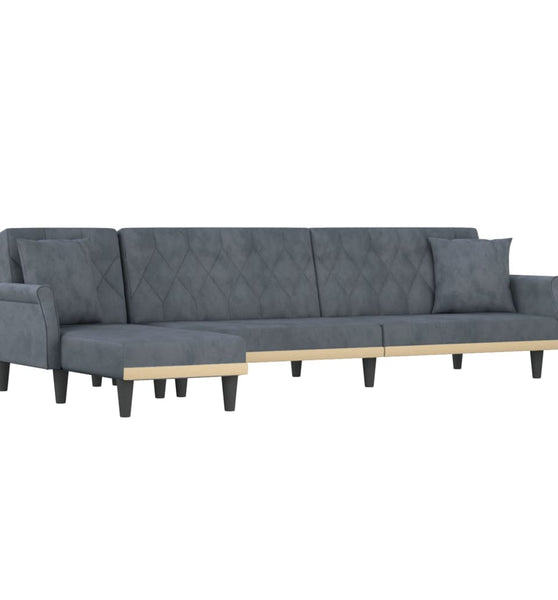 Schlafsofa in L-Form Dunkelgrau 271x140x70 cm Samt