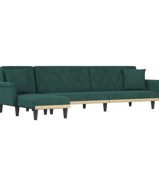 Schlafsofa in L-Form Dunkelgrün 271x140x70 cm Samt