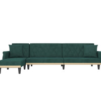 Schlafsofa in L-Form Dunkelgrün 271x140x70 cm Samt