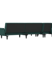 Schlafsofa in L-Form Dunkelgrün 271x140x70 cm Samt