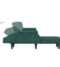 Schlafsofa in L-Form Dunkelgrün 271x140x70 cm Samt