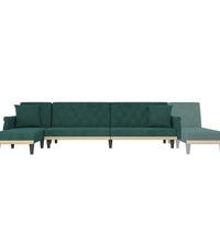 Schlafsofa in L-Form Dunkelgrün 271x140x70 cm Samt