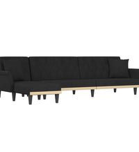 Schlafsofa in L-Form Schwarz 271x140x70 cm Samt