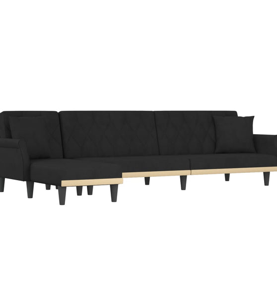 Schlafsofa in L-Form Schwarz 271x140x70 cm Samt