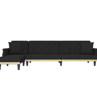 Schlafsofa in L-Form Schwarz 271x140x70 cm Samt