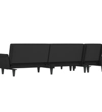 Schlafsofa in L-Form Schwarz 271x140x70 cm Samt