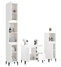 3-tlg. Badmöbel-Set Weiß Holzwerkstoff