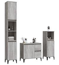 3-tlg. Badmöbel-Set Grau Sonoma Holzwerkstoff