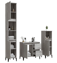 3-tlg. Badmöbel-Set Grau Sonoma Holzwerkstoff