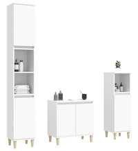 3-tlg. Badmöbel-Set Weiß Holzwerkstoff
