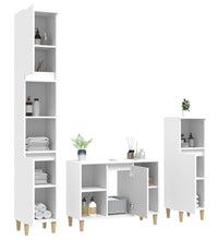 3-tlg. Badmöbel-Set Weiß Holzwerkstoff