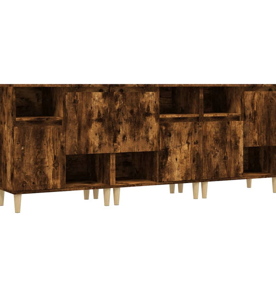 Sideboards 3 Stk. Räuchereiche 60x35x70 cm Holzwerkstoff