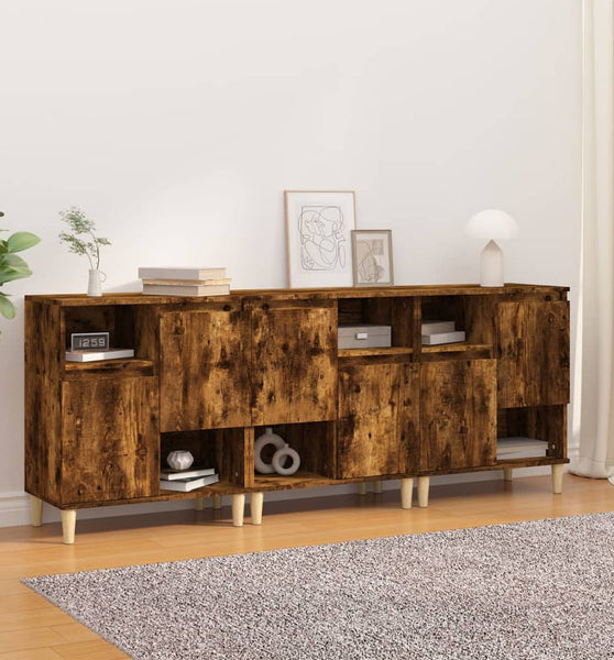 Sideboards 3 Stk. Räuchereiche 60x35x70 cm Holzwerkstoff