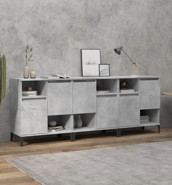 Sideboards 3 Stk. Betongrau 60x35x70 cm Holzwerkstoff