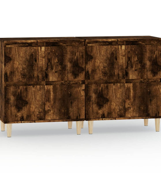 Sideboards 2 Stk. Räuchereiche 60x35x70 cm Holzwerkstoff